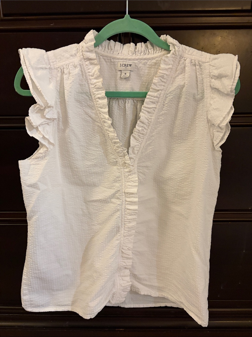 J.Crew White Ruffle V-Neck Sleeveless Camisole